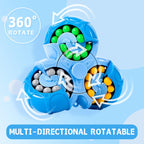 Magic Cube Bean Puzzle,Rotate and Puzzle,Stress and Anxiety Relief Fidget Toys,Brain Teasers Travel Games for Kids Teens Adults,Sensory Toys for Autistic ADHD,Pop Birthday Gift(Blue)