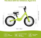 14" Kids Balance Bike for 3,4,5,6 Year Old Boys and Girls, Air Tires with Magnesium Alloy Frame, Lightweight No Pedal Toddler Training Bicycle