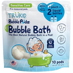 TruKid Bubble Podz Bubble Bath for Kids, Toddlers, & Babies, NEA-Accepted for Eczema, Gentle Refreshing Colloidal Oatmeal Bath Bomb for Sensitive Skin, pH Balanced, Tear Free, Unscented (10 Podz)