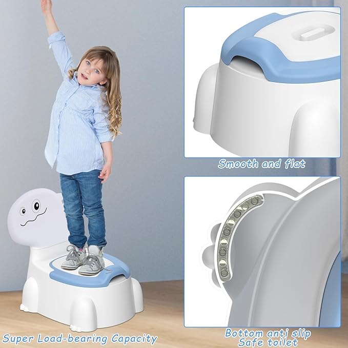 Potty Seat Baby Training Chair Boys Girls Toddler Dinosaur Comfortable children 1-5 years old Baby toilet Animal seat with lid back potty trainer (indigo)