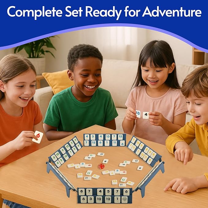 Mini Rummy Cube Game Set 6 Players with 6 Holders and 160 Rummy Tiles, Small Travel and Family Board Game for Adults and Kids