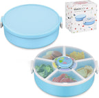 Kids' Rotating Snack Container Set – 2-Pack, Includes 1 Rotating Snack Container & 1 Round Sectioned Snack Box, BPA-Free, Dishwasher Safe, Perfect for Travel-Blue