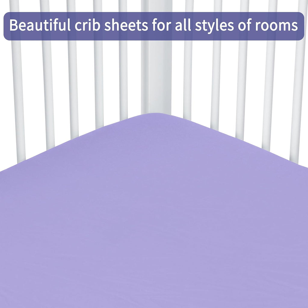 Baby Crib Sheets for Boys Girls, 2 Pack Fitted Crib Sheet for Standard Crib and Toddler Mattress, Soft Microfiber Baby Sheet 52x28x8in. (Purple & Pink)