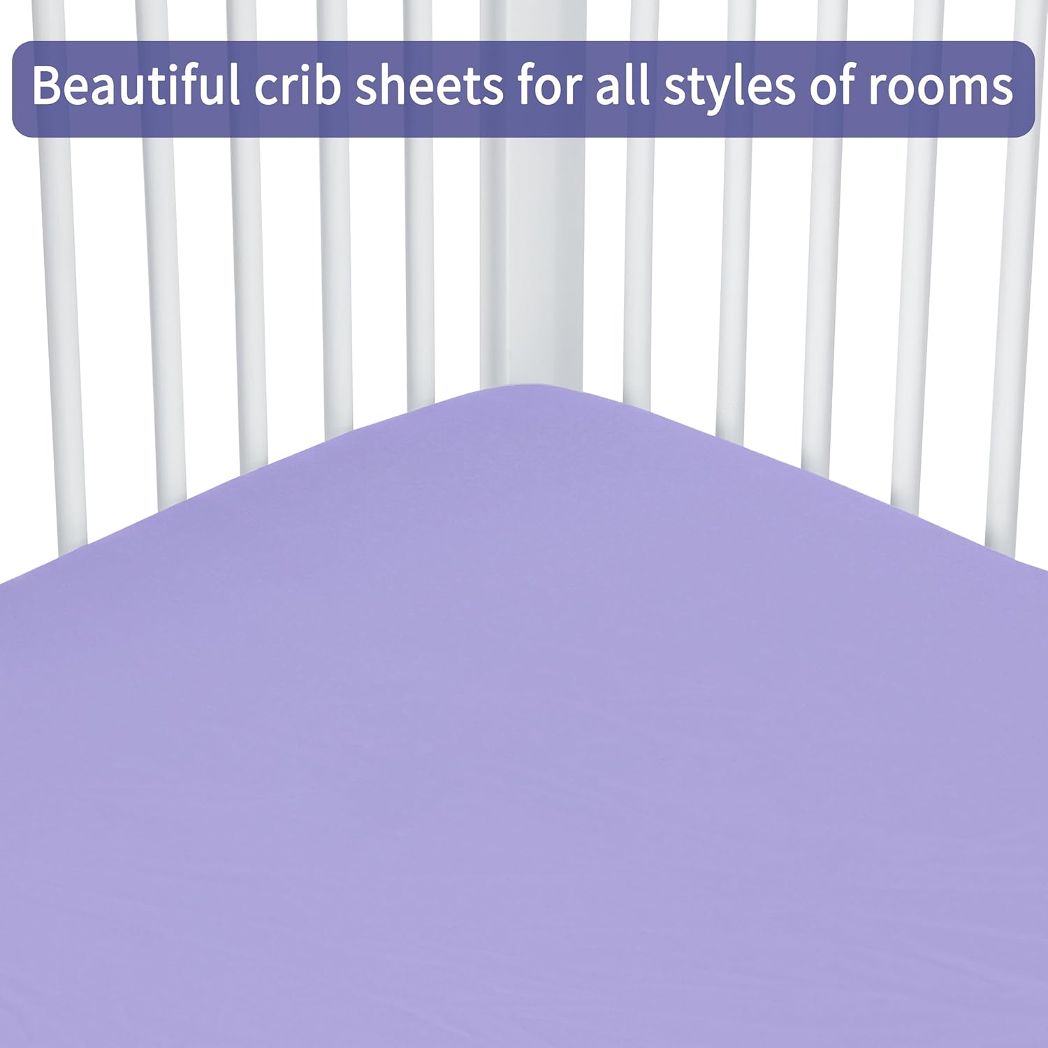 Baby Crib Sheets for Boys Girls, 2 Pack Fitted Crib Sheet for Standard Crib and Toddler Mattress, Soft Microfiber Baby Sheet 52x28x8in. (Purple & Pink)