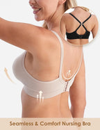 HOFISH Maternity Nursing Bras for Breastfeeding, 3 Pack Pregnancy Deep V Neck Wireless Bra with Extenders & Clips