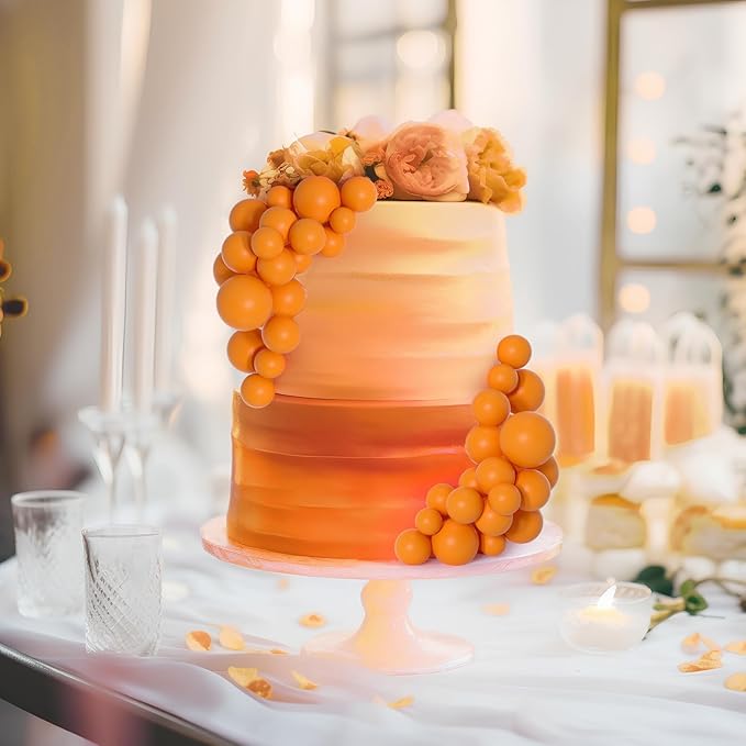 75 Pieces Orange Cake Balls Topper Decorations Foam Cupcake Topper Mini Balloon Cake Topper Picks for Cake Deco Birthday Party Wedding