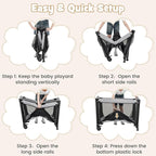 BABY JOY 4 in 1 Pack and Play, Portable Baby Playard with Bassinet & Diaper Changing Table, Infant Bassinet Baby Crib Activity Center with Toys & Oxford Bag from Newborn to Toddlers (Dark, Classic)