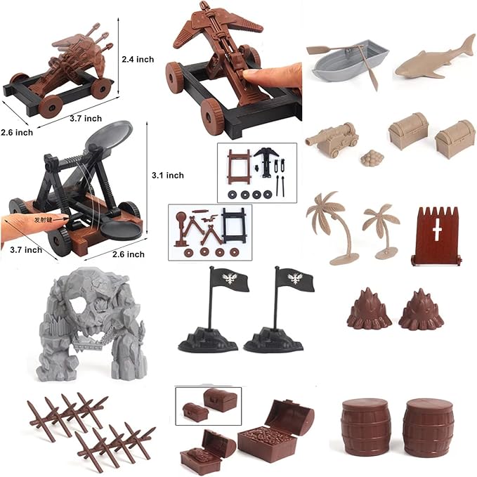 Medieval Castle Knight Toy Soldier Figures Army Men Toys, The Medieval Times Middle Ages DIY Castle Building Toy Piracy Knight Action Figurines with with 20 Piracies, 12 Soldiers, 8 Cavalry