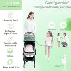 Toddler Harness Walking Leash- Child Anti Lost Wrist Link - Child Safety Harness - Upgrade with Reflective(6.5ft) - for Boys and Girls,Not Easy to Open Without Key (Green)