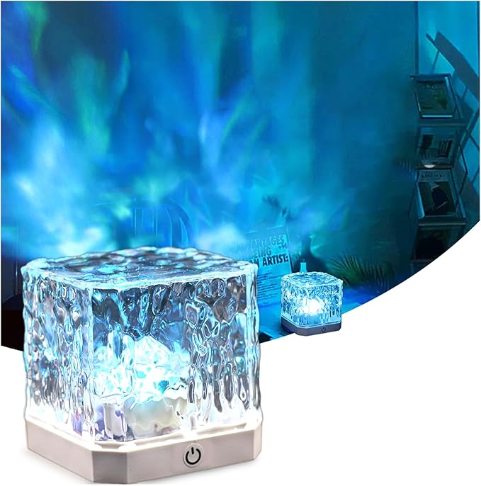 Ocean Lamp, 16 Colors Adjustable Northern Lights Projector, Mute Northern Lights Lamp, Aurora Light Projector with Remote for Bedroom Living Bath Bar