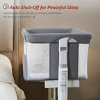 Electric Bassinet for Baby, 3 Speeds Automatic Rocking Bassinets with All mesh, 5 Height Adjustment Bedside Crib for Nweborn, 8 Music, Wheels, Light Grey