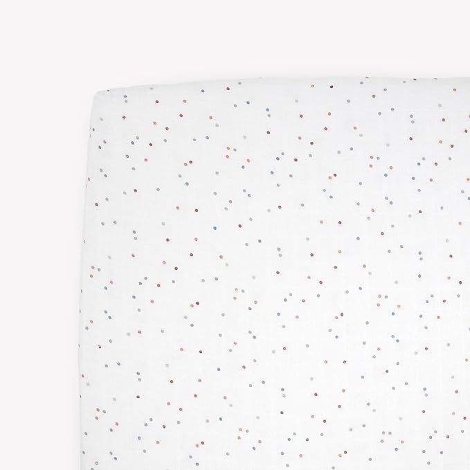 Little Unicorn Premium Crib Sheet | Breathable & Super-Soft Muslin Fabric (Dots)