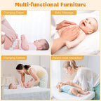 Baby Dresser with Changing Table Top, Baby Changing Table Dresser with 4 Drawers and Adjustable Shelves, Multi-Functional Diaper Changing Station, Nursery Organizer for Kids Bedroom, White