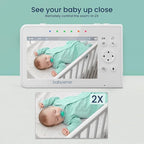 Babysense Baby Monitor with 2 Cameras and Audio 4.3", Non Wifi Baby Monitor, Dual Split Screen, Portable Double Sleep Video Monitoring, Auto Night Vision & Light, Lullabies & White Noise Two-Way Audio