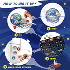 Gemstone Dig Kit - Dig It Up 40 Real Gems & Crystals with Mining Kit Tools, Solar System Eight Planets Toys for Kids Age 6+, STEM Science Educational Toys, Space Toys Ideal Gift for Boys Girls