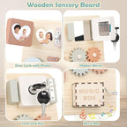 Joyreal Montessori Busy Board for Toddlers - Wooden Sensory Board Activity Board for Fine Motor Skills, Travel Baby Busy Board Sensory Toys for Kids