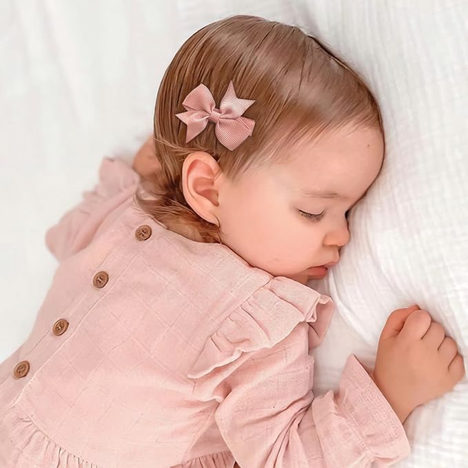 CÉLLOT 50PCS 2inch Baby Hair Clips - Fully Lined Tiny Baby Hair Bows Alligator Clips for Girls Infants Toddlers 25 Colors in Pairs