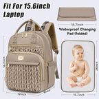 Diaper Bag Backpack,Stylish Baby Diaper Bag,Waterproof Travel Diaper Backpacks Baby Bags with Changing Pad,Stroller Straps,Insulated Pockets (Khaki)