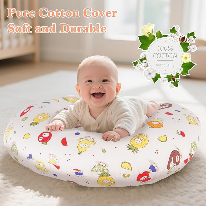 Nursing Pillow, Breastfeeding Pillow with Removable Cotton Cover, Baby Feeding Pillow for Mom Easier Breast Feeding and Bottle Feeding, Breastfeeding Support Cushion for Newborn (Fruit)