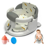 Non-Slip Baby Bath Seats 6-12 Months, Toddler Bathtub Chair with Washable Cusion, Cap Brush & Shower Mug, Infant Chair Comfortable Baby Bath Support for Safe Bathing & Sit Up Bathtub Support