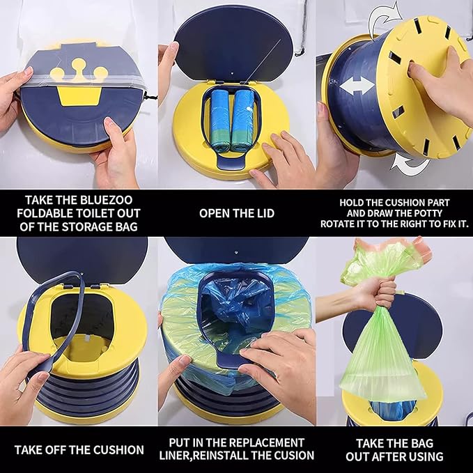 Travel Potty for Toddler, Portable and Foldable Toilet, Apply to Seat Emergency Toilet for Car, Camping, Outdoor, Indoor (blue, small)