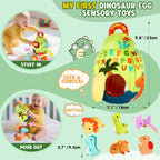 Baby Toys 6-12 Months - Soft Dinosaur Egg Toy with Rattle, Crinkle Paper, Squeaker, Mirror - Baby Sensory Toys for 6+ Month Old Developmental, Montessori Toys for 1 Year Old Boy Girl Gifts