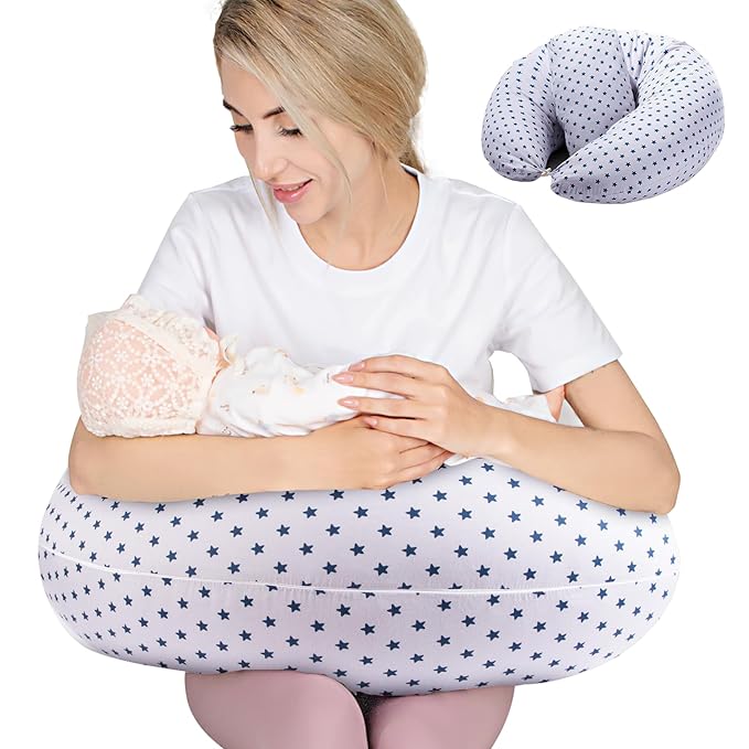 Chilling Home Nursing Pillow for Breastfeeding, Baby Nursing Pillow for Newborn, Nursing Essentials for Bottle and Breastfeeding, Breast Feeding Pillows Support for Mom and Baby with Removable Cover