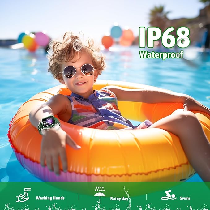 Smart Watch for Kids No Phone Needed, Tempered Glass Fitness Tracker Boy Teens with 19 Sport Modes, Pedometer, Sleep Monitor, Kids Watch Birthday Gifts Toy Gift for Girls Boys 6-16 (Green)