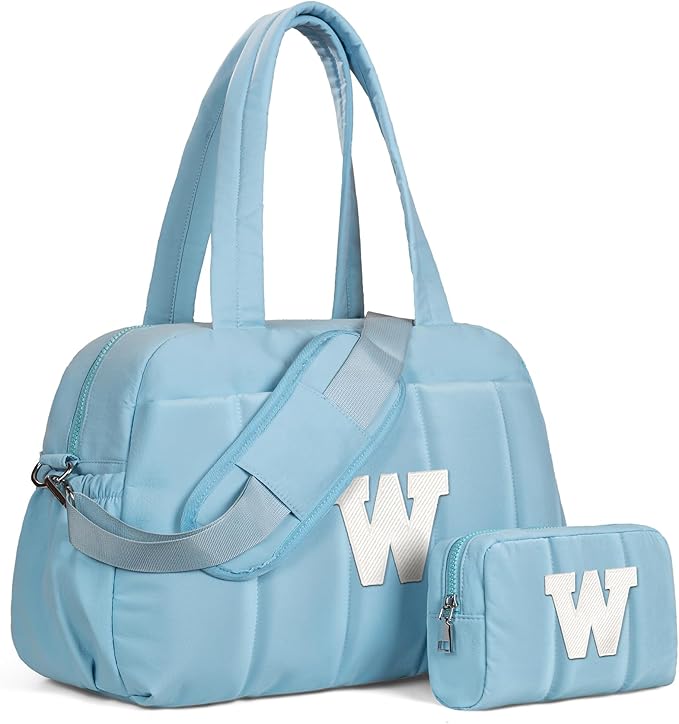 Duffle Bag, Weekender Bags for Girl，Gift for Everyone-Initial Overnight Bag with Wet Pocket，Lightweight Dance Bags Personalized Gymnastics bag with Makeup Pouch