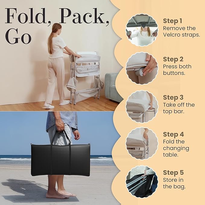 Portable Changing Table for Baby - Foldable Changing Table, Baby Diaper Changing Station with Baby Changing Station Toy Holder, Diaper Changing Table Bag - Portable Baby Changing Table with Wheels