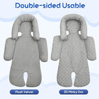 Baby Car Seat Head Support for Doona Stroller, Thickened Infant Carseat Head Support with 3 Strap Covers, Reversible Car Seat Insert for Newborn, Baby Car Seat Cushion with Filled Natural Cotton