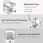 Baby Bath Seat for Infants 6 Months & Up - Adjustable Sitting up Bathtub Chair with Surround Design & Temperature Sensor, Non-Slip 4-Suction Base for Infant Bath Safety (Grey)