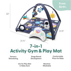 The Peanutshell Unisex Baby Play Gym & 7-in-1 Play Mat - Playmat Baby Toys 0-6, 6-12 Months Tummy Time Mat with Hanging Toys, Soft Padded Mat for Newborns, Infants - Space