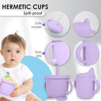 Bluet B- Silicone Baby Feeding Set with Pacifier - Baby Led Weaning Supplies - Baby Spoons, Suction Bowl - Plate - Baby Utensils Set - Silicone Feeding Set for Baby First Foods - 11pcs - Purple