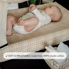 Baby Wipes Cover – Universal Size, One Size Fits All Wipes Packages | Muslin Cotton Tissue Cover for Nursery, Diaper Bag & Changing Table, Station | Gingham & Neutral Patterns (Beige Gingham)