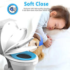 Toddler Toilet Seat with Potty Training Seat Round 16.5inch, 2 in 1 Toilet Seat for Family Built-in Baby Seat Removable, Soft Close + Easy Clean, PP Safe Material, Blue