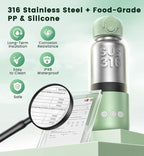 Portable Bottle Warmer for Travel 12oz– 80W Fast Heating, 316 Stainless Steel, 11400mAh Rechargeable Precise Temp Control & LED Display Safety Lock Cordless Travel Warmer for Baby Breastmilk & Formula