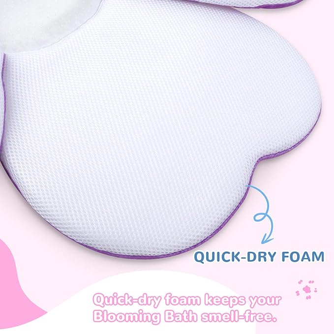 Pink Butterfly Baby Bath Pad - Soft Non-Slip Bathtub Mat for Newborns & Infants, Waterproof Bath Cushion with Flower Design for Sink or Tub, Safe & Comfortable