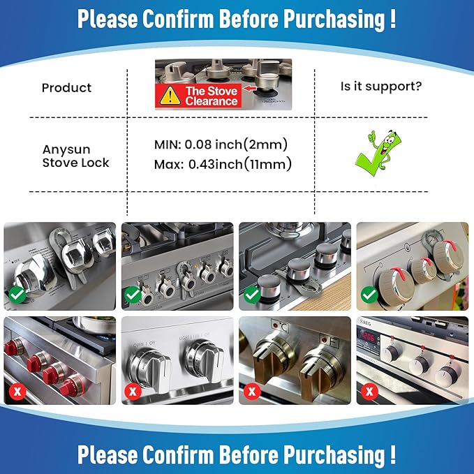 Gas Stove Knob Lock, Baby Proof Oven Knobs Covers Lock for Child Safety (5 Pack) Grey