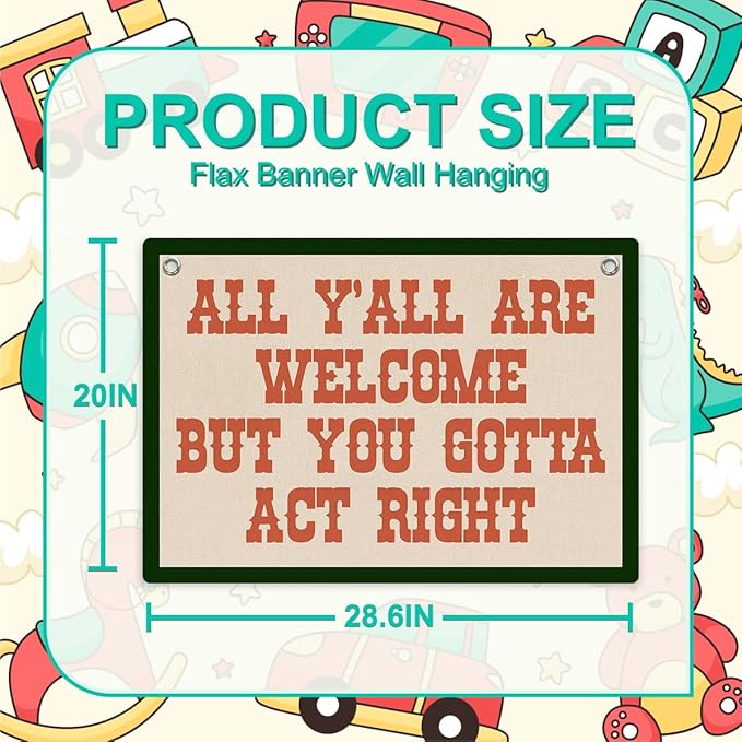 Welcome Sign Funny Welcome Banner, Trendy Retro Wall Hanging, Wall Decor, Banner Flag, Wall Flag Classroom Playroom Home Entryway Living Room Office Decor, Banner for Room, Red