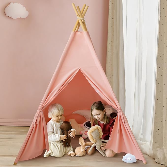 Teepee Tent for Kids-Portable Children Play Tent Indoor Outdoor (Pink)