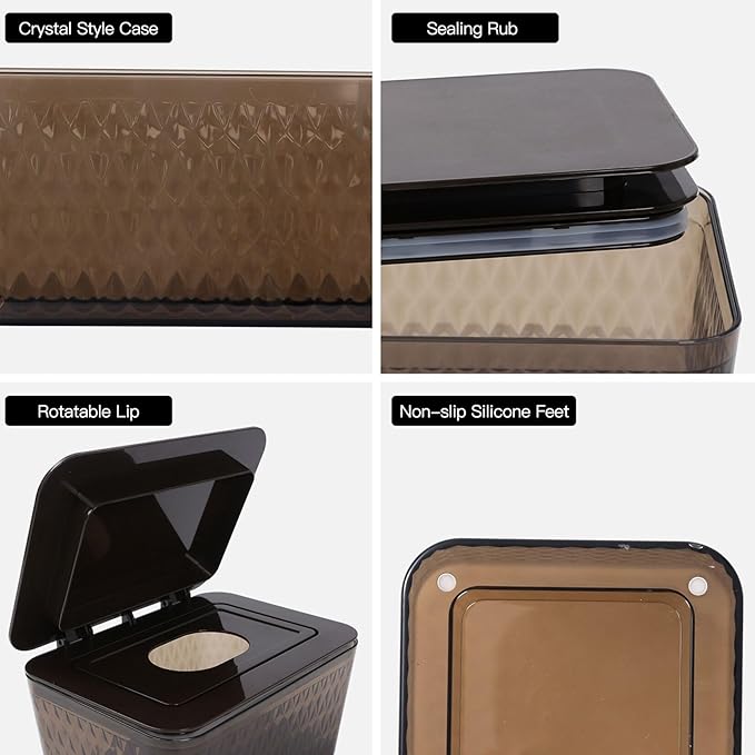 2 Pack Baby Wipes Dispenser Wipe Holder - Larger Capacity Wet Wipe Dispenser Box Wipes Container for Bathroom Keep Wipes Moist and Fresh