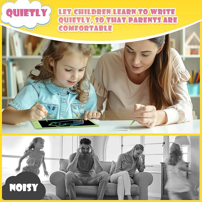 LCD Writing Tablet for Kids Age 3-12 Years-10 Inch, Portable/Interactive/Mess Free Coloring/Reusable Used for Family Educational Learning, Travel Calm Down Toys, Sketch Pad, Stuffers Gifts for Teen