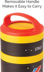 Whiskware Stackable Snack Containers for Kids and Toddlers, 3 Stackable Snack Cups for School and Travel, Space (Pack of 1)