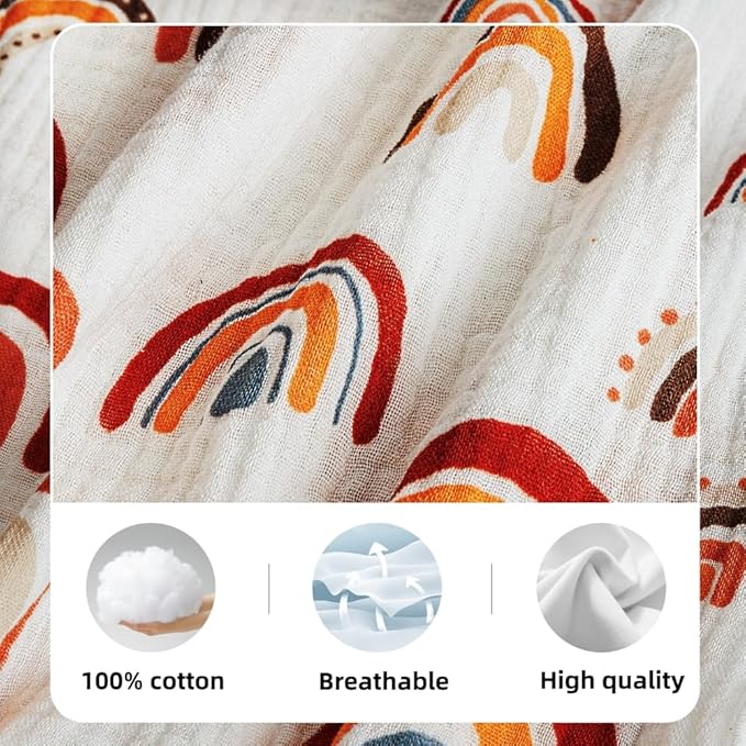 2 Pack Muslin Nursing Pillow Cover 100% Cotton Boho Neutral Stretchy Removable Baby Nursing Covers for Breastfeeding Pillows Soft Breathable Pillow Slipcover for Newborn Baby Boy or Girl (Boho)