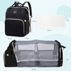 Diaper Bag with Changing Station, Baby Diaper Bag with USB Charging Port, Multi-functional Waterproof Travel Essentials Diaper Bag Backpack for Boys & Girls, Black