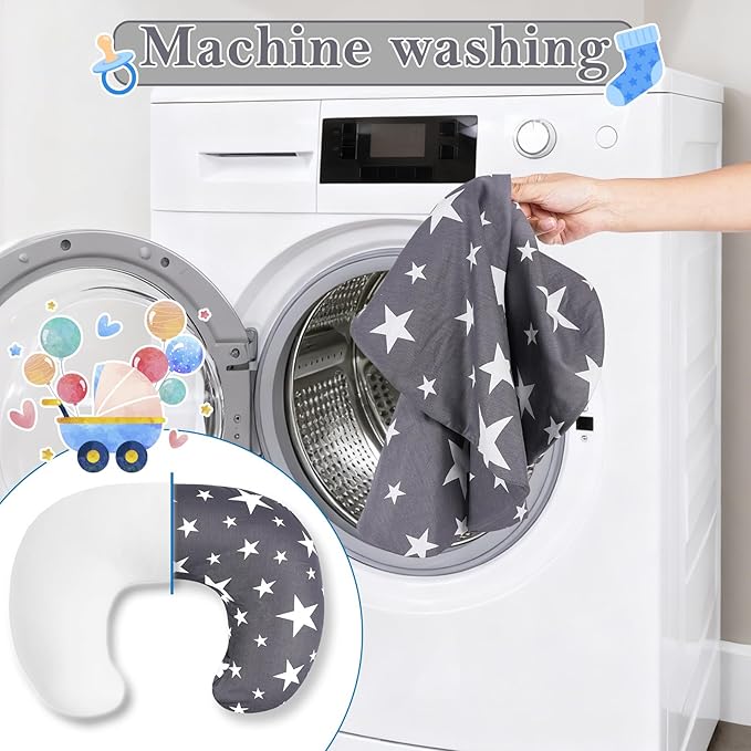 Nursing Pillow, Breastfeeding Pillow for Breastfeeding & Bottle Feeding, Standard Size Breathable with Washable Cover, Hypoallergenic, Tummy Time & Sitting Support (0-18Months)