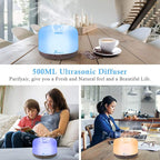 Diffuserlove Essential Oil Diffuser 500ML Aromatherapy Diffuser Mist Humidifiers 7 Color LED Lights Diffusers for Home Office Bedroom (Size:6.7" L x 6.7" W x 4.7" H)