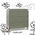 Storkcraft California 3-Drawer Chest with Removable Changing Topper (Olive with Driftwood) – GREENGUARD Gold Certified, Interlocking Drawer System, Pre-Installed Tracks, Easy Assembly