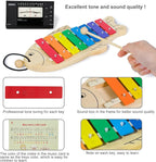 MUSICUBE Xylophone for Baby Toddler Fish Shape Wooden Xylophone with 2 Mallets Educational & Preschool Learning Percussion Instrument Professional Tuning Musical Toys for Kids Aged 3+